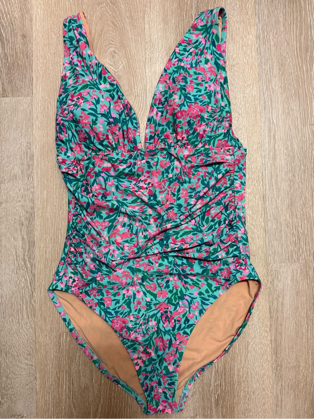 JCREW  Floral One-Piece Swimsuit with ruching NWT